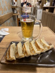 Gyoza and beer